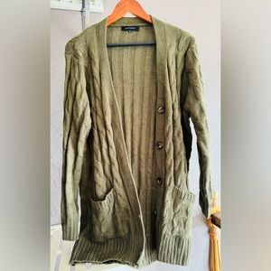 Long Olive Green Cardigan